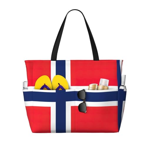 Sac à bandoulière imperméable imprimé norvégien grand sac fourre-tout noir