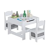 MUBSON Mesa para Niños de Madera con 2 Sillas y Organizador Central para Juguetes de Alta Resistencia. Mesa Infantil...