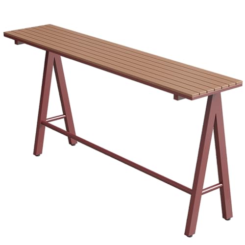 Mesa de comedor de altura de barra con diseño de rejilla, impermeable y duradera para uso en interiores y exteriores