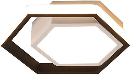 Plafonnier noir 20 W hexagonal en métal et acrylique au design épuré architectural