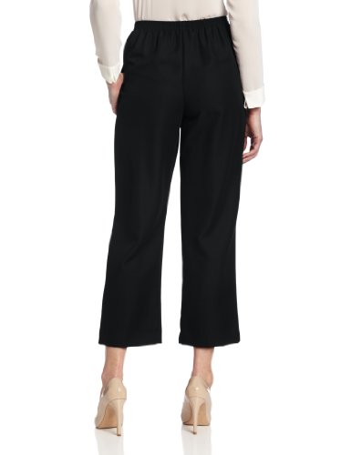 Alfred Dunner Women's Pull-On Style All Around Elastic Waist Polyester Cropped Missy Pants, Black, 18 #TOP1