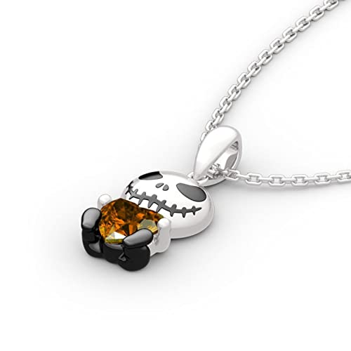 Image of Jeulia Hug Me Love Confession Skull Heart Cut Sterling Silver Necklace for Women Wife Girlfriend Engagement Wedding Anniversary or Birthday Christmas With Jewelry Box