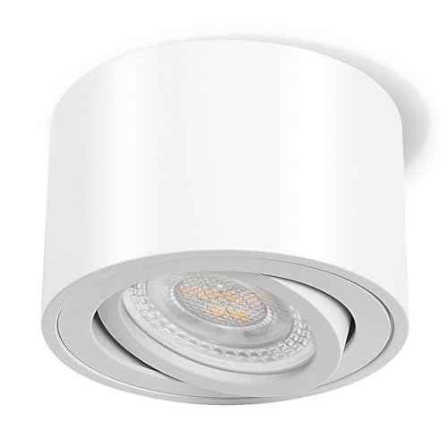 GeyouLux 1x LED Aufbauspot Weiß - Extra Flach & 38° Schwenkbar Spots...