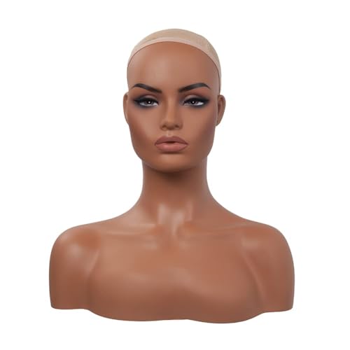 J&F CO. Realistic Europe and America Female Mannequin Head with Shoulder Display Manikin Heads Bust for Wigs Makeup Beauty Accessories
