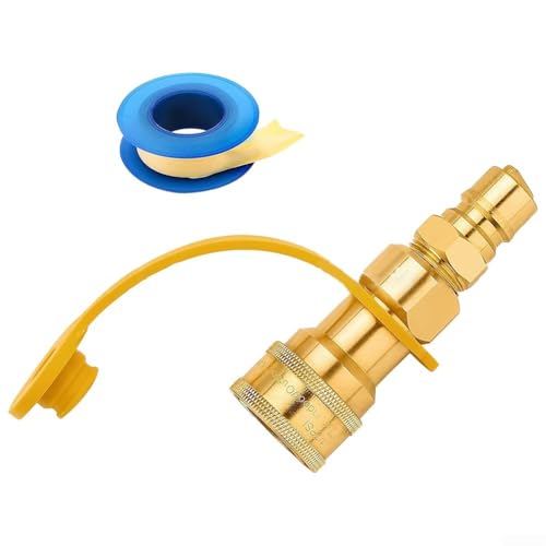 Glewi 1/2" Gas Quick Connect Kit,LP Gas Quick Disconnect Connector,100000 BTU Brass Fitting with Male Insert,with-Cap and Seal Tape