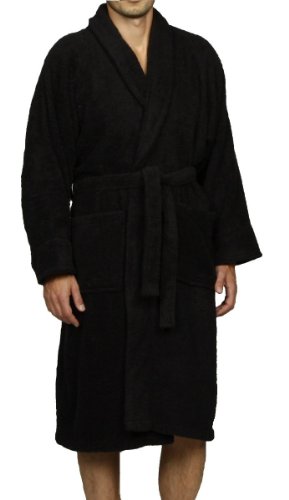 Blue Nile Mills Superior Combed Cotton Unisex Extra Large Terry Bath Robe, Black