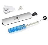MMOBIEL 1 x USB Abdeckung für Samsung Galaxy S5 G900 i9600 Series Cover Ladebuchse wasserdicht Silber mit Kunststoffhalterung und Schraube und Schraubenzieher (Silber)