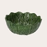 Keyhomestore- Ciotola a forma di insalatiera Verza di colore verde, in Ceramica Italiana Artistica Decorata a Mano Made in Italy - Diametro 21 cm. Insalatiera, Accessorio per la tavola.
