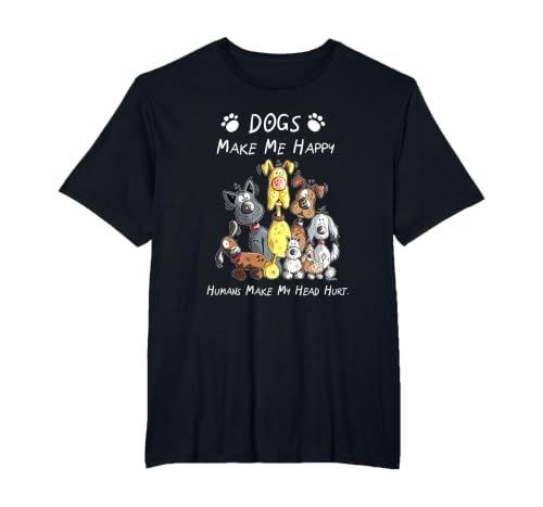 Dogs Make Me Happy Humans Make My Head Hurt T-Shirt, Men's Big and Tall, Black, 6X Tall