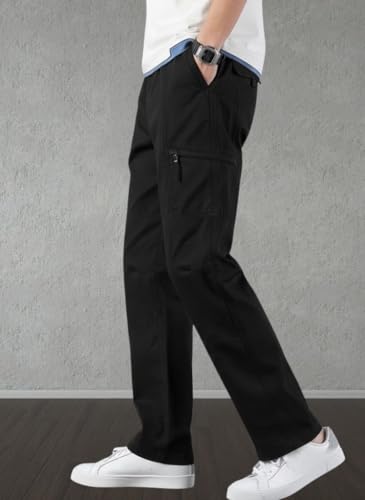 Image of Men's Cargo Pants | Casual Cotton Cargo Trousers for Men | Regular Fit Multi Pocket Outdoor Travel Pants | Stylish Comfortable Casual Bottom Wear for Men