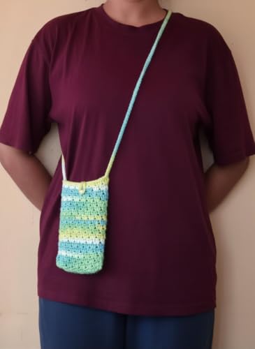 Image of Mobile phone Crochet sling bags for ladies- tightly knit with acrylic yarn.
