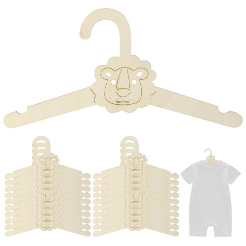 Dzmuero Perchas Ropa Infantil Madera, Perchas Madera Bebe, 20 Piezas Perchas Bebe Recien Nacido, León Forma, Diseño...