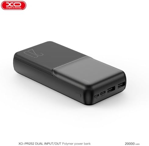 Resim XO Simple is Beauty Taşınabilir Polymer PowerBank, Çift USB Çıkışlı, Type-C ve Micro USB Girişli, LED Göstergeli, Akım Ve Aşırı Şarj Korumalı (Siyah, 20000mAh PR252) 