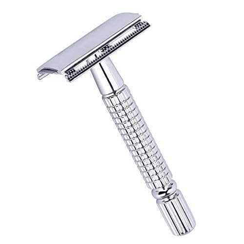 Double Edge Safety Razor for Mens, Facial Razor Painless Hair Remover, Best Grip For Regular Users and Beginners, Easy Blade Replacement and Comfortable Shaving