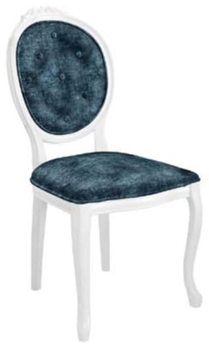 Casa Padrino Chaise de salle à manger baroque bleu/blanc - Chaise en bois massif de style ancien - Meubles de salle à manger de style baroque