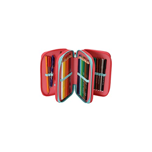 Animal Crossing Estuche con 3 Cremalleras Crossfing con bolígrafo Frixon, Rosa, Casual