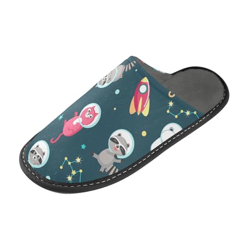 Zapatillas de casa con diseño de astronauta, panda, mapache, gato, zorro, para mujer, de espuma viscoelástica, zapatos de casa, zapatos de dormitorio, multicolor, 43.5/44 EU
