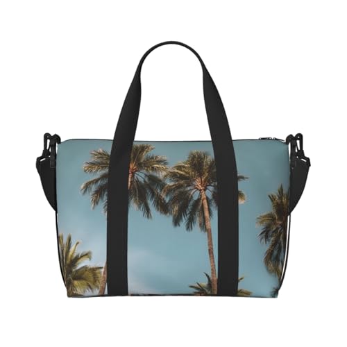 Travel Duffel Bag for Men Gym Bag, Tall Tropical Palm Trees Luggage Bag with Shoulder Strap, Large Gym Tote Bag for Women, Weekender Overnight Bag, Foldable Carry on Bag for Airplane