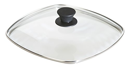 LODGE Kwadratowa pokrywa ze szkła hartowanego (25 cm) – pasuje do kwadratowych patelni żeliwnych i patelni grillowych o średnicy 10,5 cm