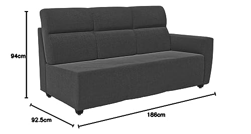 Image of Wakefit Sofa Set | 3 Year Warranty |3 Seater Sofa for Living Room, Wooden 3 Seater + Left Aligned, Belize(Malphino : Smoke Grey)