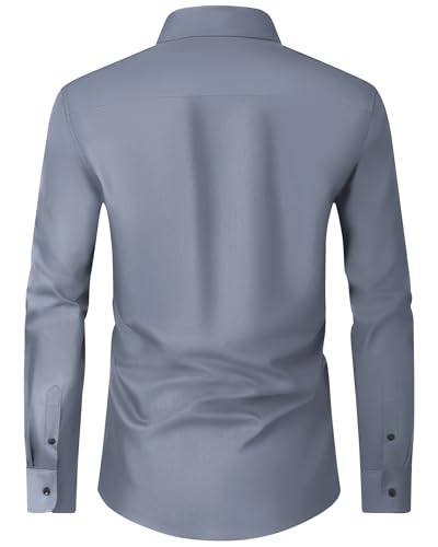 Image of Alimens & Gentle Men's Dress Shirts Long Sleeve Wrinkle Free Stretch Business Casual Wedding Button Down Shirt