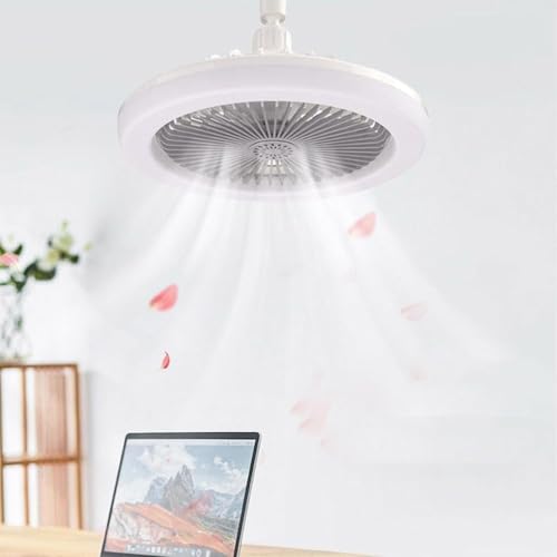 Ventilateur de plafond 30W plafonnier LED E27 télécommande rotation 360