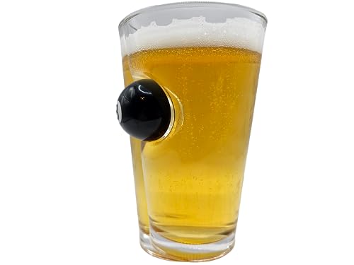 Solo Pro Pool Beer Glass Pint Glass with Embedded Mini 8 Ball Pool Ball Pool Gifts, Transparent, 10 cm x 16 cm - Image 4