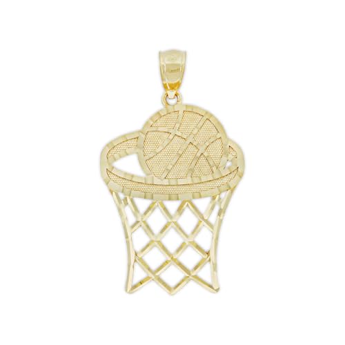 Gold Basketball Hoop Charm - Basketball Pendant -10 Karat Solid Gold - Sports Necklace