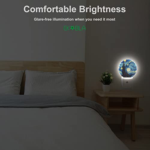 Image of EKOBLA Van Gogh Starry Night Night Light, Art Night Lights Plug Into Wall with Auto Sensor, 0.5W Sleep Friendly for All Ages