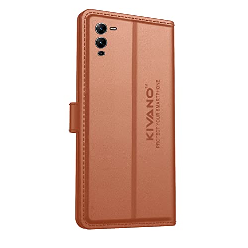 Image of KIVANO Compatible with Vivo V25 Pro Flip Cover | Leather Finish | Inside Pockets & Inbuilt Stand | Shockproof Wallet Style Magnetic Closure Back Cover Case