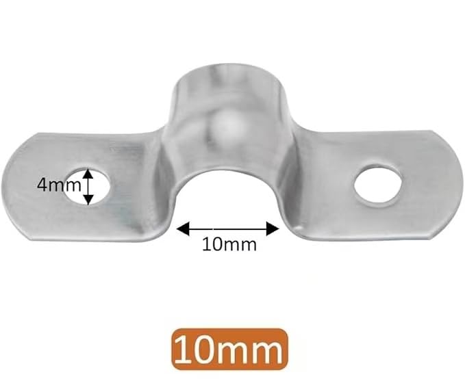 50Pcs M10?3/8 Inch) Stainless Steel Conduit Clamps, Two Hole Strap U Bracket Rigid Pipe Strap Metal U Clamp Conduit Strap Tension Clips U-tube Clamp Heavy Duty