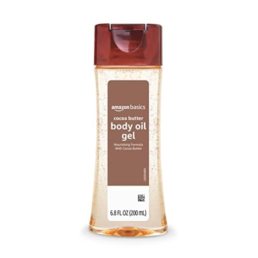 Amazon Brand - Solimo Body Oil Gel with Cocoa Butter, Paraben Free, 6.8 Fluid Ounce