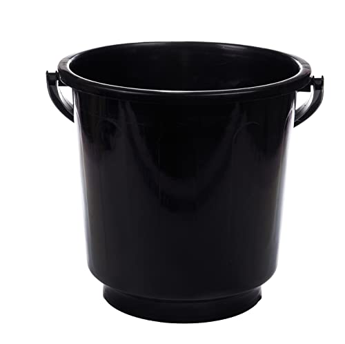 Image of Kuber Industries Plastic Bucket for Bathroom|Bucket for Bathing|Unbreakable with Handle|16 Liter (Black)