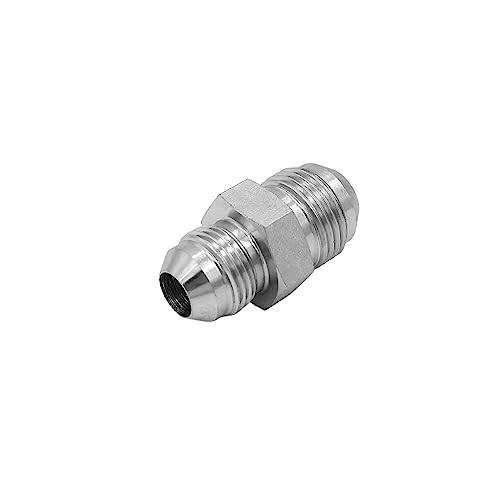 Image of (2-PACK) 2403-10-08 Hydraulic Hose Adapter Fitting 5 /8 inch Male JIC 37 Flare (7 /8 inch-14UNF) x 1 /2 inch Male JIC 37 Flare (3 /4 inch-16UNF) SAE Straight Pipe Joints Tube Connector Carbon Steel