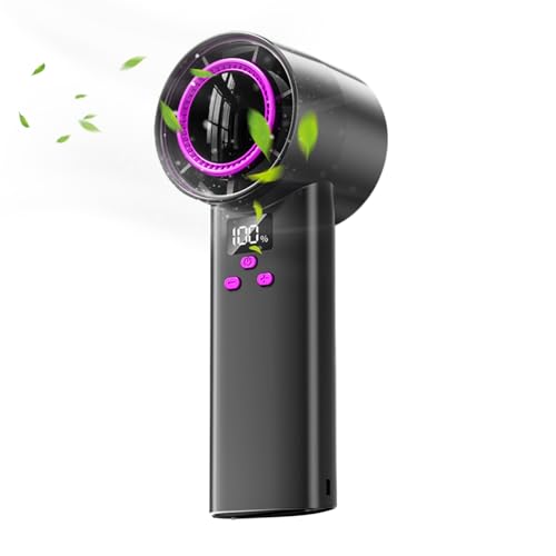 Ventilador de Turbo Handheld - Turbo Portable Fan | Ventiladores de bolsillo operados por baterías | Pantalla digital recargables pequeños ventiladores | Silencioso 100 velocidades turbo soplador | Ga