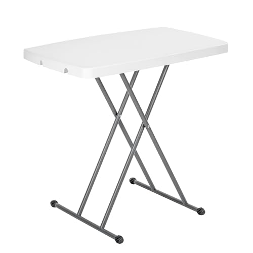 T-LOVENDO.ES Mesa Auxiliar Plegable y Elevable 77x50 cm | Altura Ajustable 49-74 cm, Portátil y Ligera | Estructura Metálica Reforzada | Ideal para Comedor, Terraza, Camping o Jardín