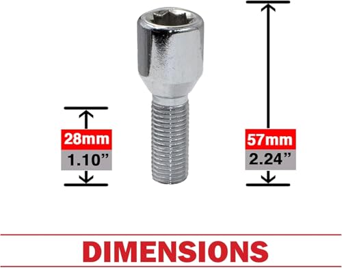 Image of Wheel Accessories Parts 20 Pcs M14 x 1.5 14 x 1.5 Acorn Seat Tuner Lug Bolt Tuner 28mm Thread Length Chrome Finish Alfa Romeo Gulia Stelvio | Volvo S60 S90 V60 XC40 XC60 XC70 XC90