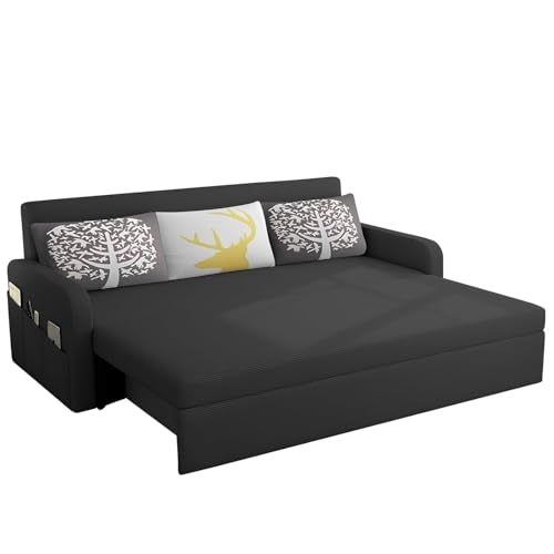 Image of Casaliving Leymour 3 Seater Sofa Cum Bed for Living Room (Black Colour Fabric) Premium Fabric Sofa