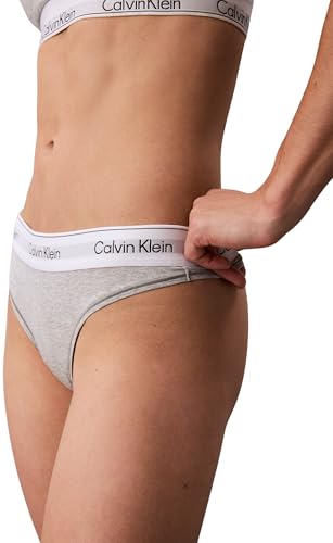 Calvin Klein String Femme Thong avec Stretch, Gris (Grey Heather), L
