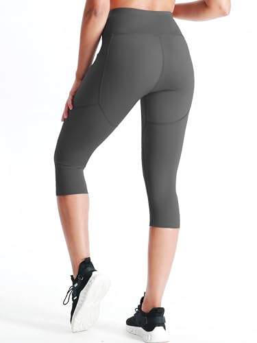 CADMUS Womens High Waist Workout Legging Capris for Yoga w Side Pockets - Image 4