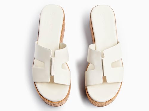 Image of Coutgo Women's Platform Wedge Sandals Open Toe Slip On Slides Cork Heeled Cutout Comfortable Summer Shoes
