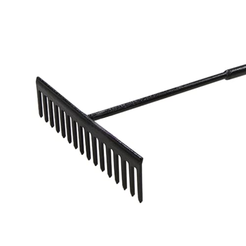 Dapetz ® 16 Flate Tines Forged & Powder-Coated Steel Rake Tubular Steel Handle For Asphalt, Gardening, Garden Rakes Metal With Steel Handle, Gardening Tools