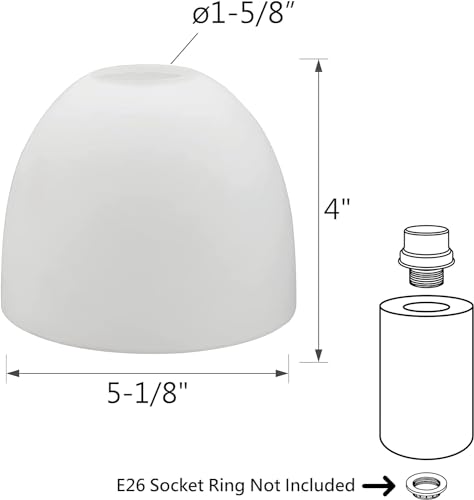 Image of Aspen Creative 23617-3A, Frosted Opal Glass Shade White Inside, Center Hole: 42mm, 5-1 /8 inch Dia x 4 inch H, 1-5 /8 inch Fitter, Set of 3