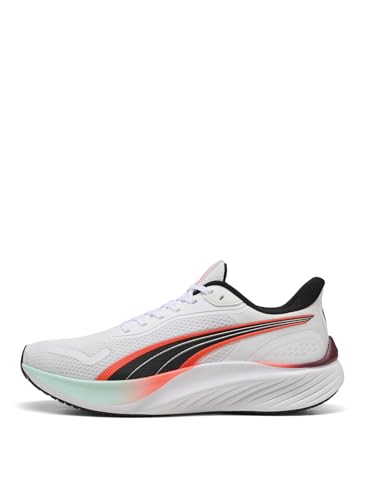 PUMA Unisex Pounce Lite Straßen-Laufschuh, Weiß, leuchtendes Rot, 42.5 EU