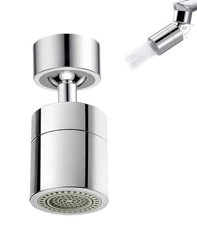 WUNZILO 1 pieza 360 Giratorio Aireador Grifo Cocina,Extension Difusor Atomizador Fregadero,Boquilla Cabezal Filtro Extensor Grifo Lavabo,Alargador Alcachofa Dosificador Acople Ducha(Plata)