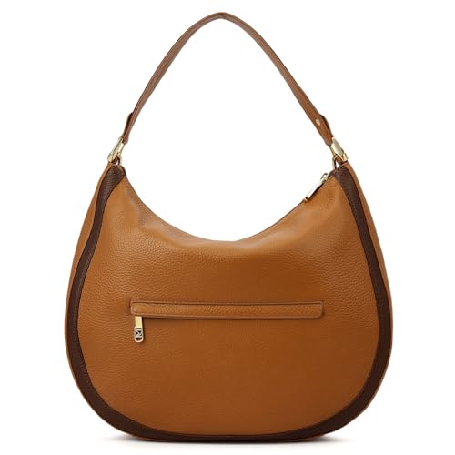 Image of Da Milano Leather Shoulder Bag for Women - Brown (Large) (LB-00317OL)