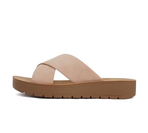 Image of Soda LUCY ~ Women Open Toe Flatform Platform Crisscross Band Upper Fashion Slide Sandals