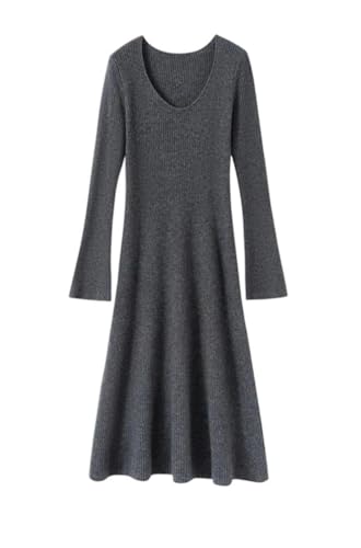 Women’s Fall Winter Sweater Dress O-Neck Casual Knitted Skirt Elegant