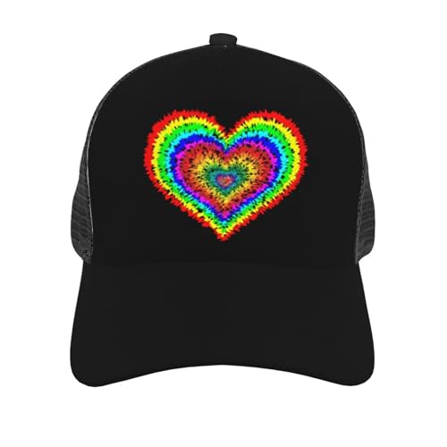 Tie Dye Heart Mesh Baseball Cap - Classic Adjustable Peak Cap, Trucker Hat for Men & Women2