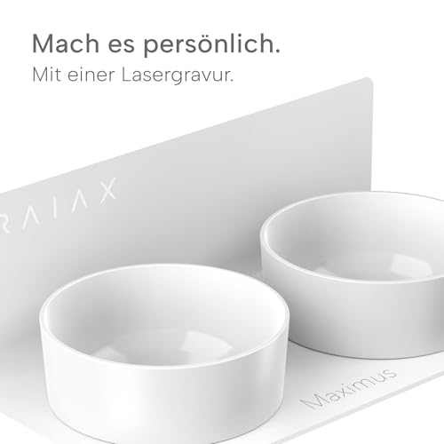 DRAIAX ElegantFeed M Hundenapf aus Keramik erhöht einfach abnehmbar – Fressnapf, Hundebar für Hunde – Futterstation, Futternapf in weiß zur Wandmontage
